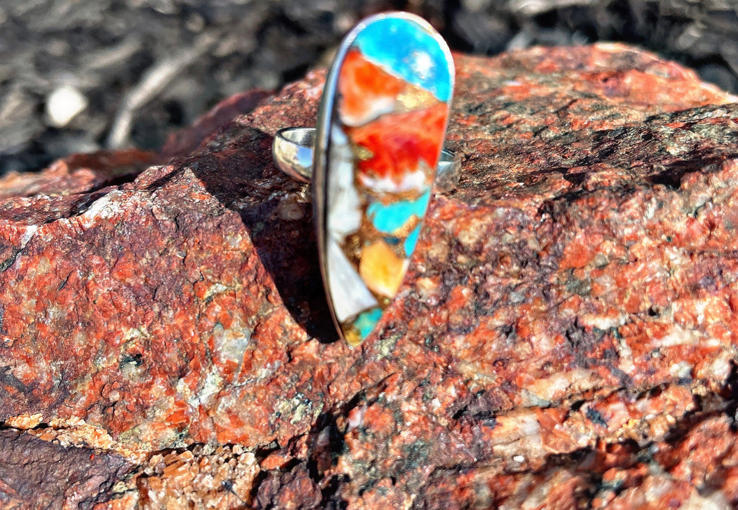 Spiny Oyster Turquoise Ring .925 Sterling Silver